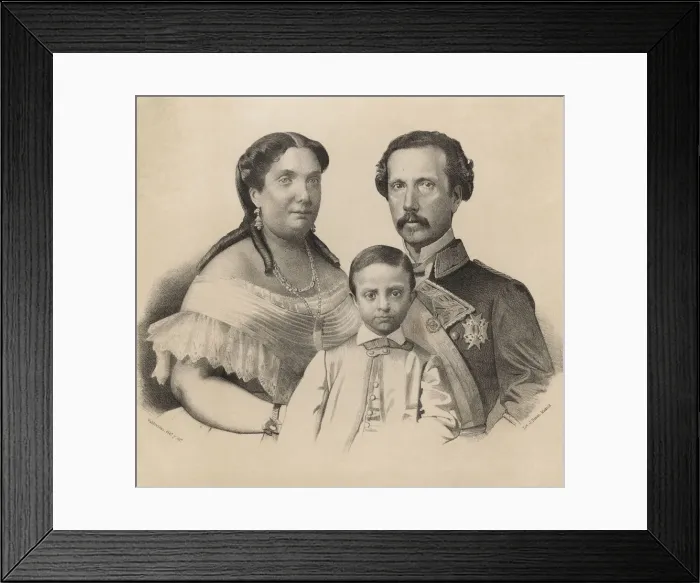 Framed Print : Elizabeth II (1830-1904), Queen of Spain from 1833-1868, with her husband, King consort D Framed Print : Elizabeth II (1830-1904), Queen of Spain from 1833-1868, with her husband, King consort D