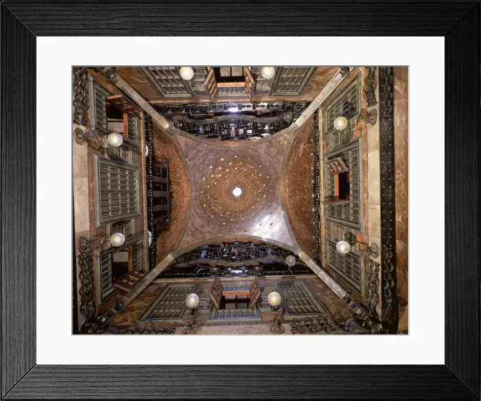 Framed Print : Dome of the great hall of the Guell Palace parabolic shaped, built between 1886 and 1891 Framed Print : Dome of the great hall of the Guell Palace parabolic shaped, built between 1886 and 1891