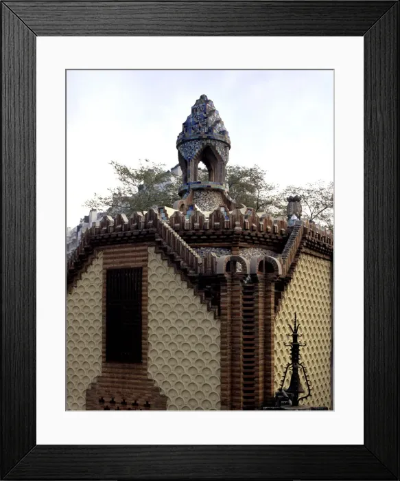 Framed Print : Detail of the facade of the checkpoint building in the Güell House, built between 1884 Framed Print : Detail of the facade of the checkpoint building in the Güell House, built between 1884