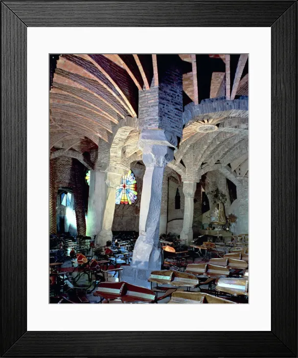 Framed Print : Interior of the crypt of the Church in the Colonia Guell, built between 1908 and 1915 Framed Print : Interior of the crypt of the Church in the Colonia Guell, built between 1908 and 1915