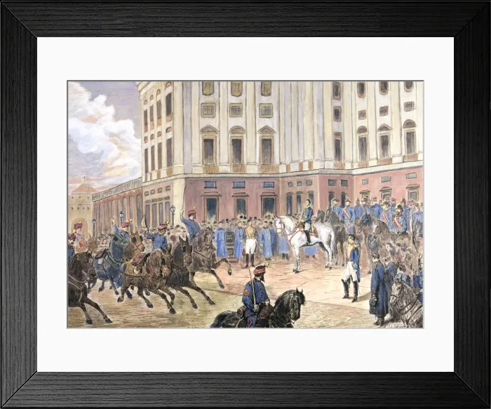 Framed Print : Witnessing the parade of troops in the Plaza de Oriente in Madrid, Alfonso XII, King of Spain Framed Print : Witnessing the parade of troops in the Plaza de Oriente in Madrid, Alfonso XII, King of Spain