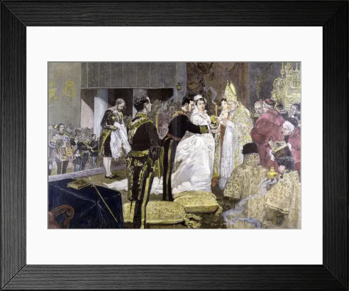 Framed Print : Marriage with Maria Mercedes of Orleans and Bourbon, Alfonso XII, King of Spain (1857-1885) Framed Print : Marriage with Maria Mercedes of Orleans and Bourbon, Alfonso XII, King of Spain (1857-1885)