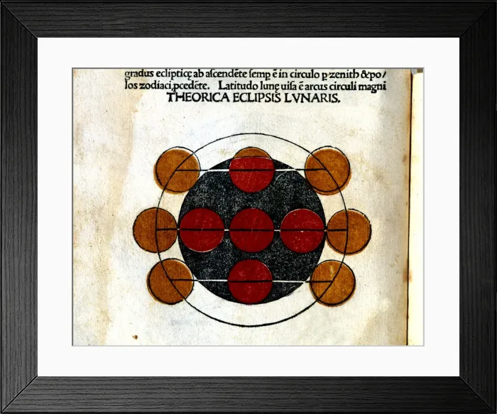 Framed Print : Theory of a lunar eclipse, engraving from Astronomicon, published in Venice in 1485 Framed Print : Theory of a lunar eclipse, engraving from Astronomicon, published in Venice in 1485