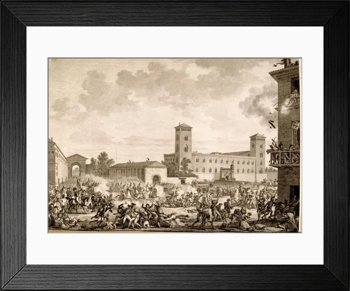 Framed Print : Riot of Pavia on 05 / 27 / 1796, engraving Framed Print : Riot of Pavia on 05 / 27 / 1796, engraving