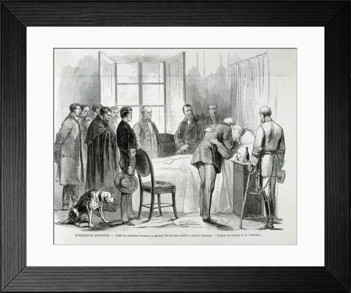 Framed Print : Revolution 1868, visit of Marshal Serrano to General Novaliches after the Battle of Alcolea Framed Print : Revolution 1868, visit of Marshal Serrano to General Novaliches after the Battle of Alcolea