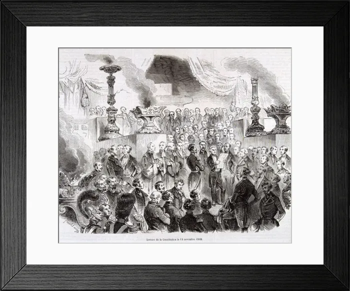 Framed Print : Reading of the Constitution, November 12, 1848, Napoleon Bonaparte Republic, engraving Framed Print : Reading of the Constitution, November 12, 1848, Napoleon Bonaparte Republic, engraving
