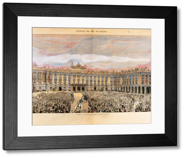 Framed Print : Alphonse XII, entry into the palace of Oriente in 1875, colored engraving of La Framed Print : Alphonse XII, entry into the palace of Oriente in 1875, colored engraving of La