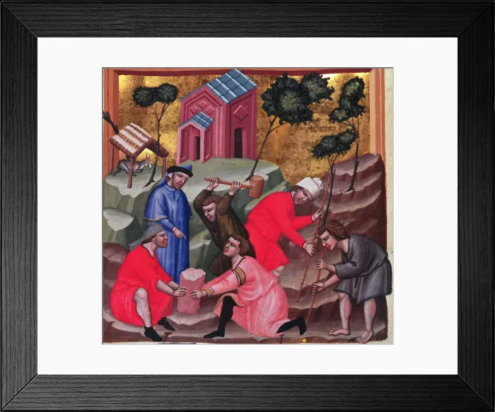 Framed Print : Masons and stonecutters, detail of the miniature in Codex Justinian Institutiones Framed Print : Masons and stonecutters, detail of the miniature in Codex Justinian Institutiones