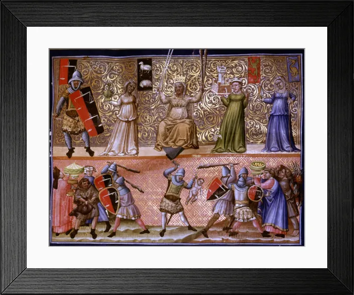 Framed Print : Frontispiece with representation of different scenes, Miniature in Codex Justinian Framed Print : Frontispiece with representation of different scenes, Miniature in Codex Justinian