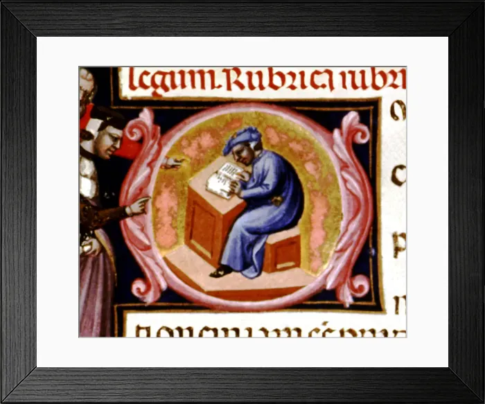 Framed Print : Miniature in Codex Justinian Institutiones Feudorum et Alia, illuminated manuscript, c Framed Print : Miniature in Codex Justinian Institutiones Feudorum et Alia, illuminated manuscript, c