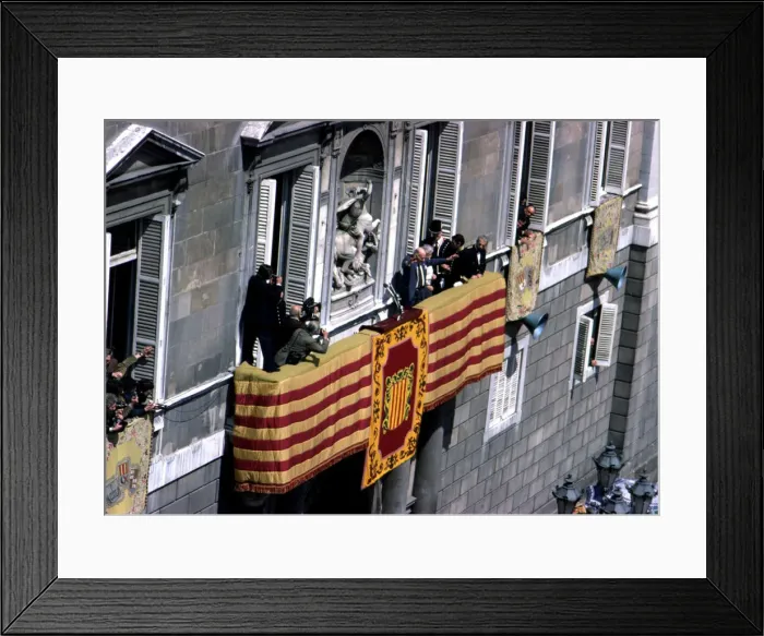 Framed Print : The President of the Generalitat, Josep Tarradellas on the balcony in the Plaza Sant Framed Print : The President of the Generalitat, Josep Tarradellas on the balcony in the Plaza Sant