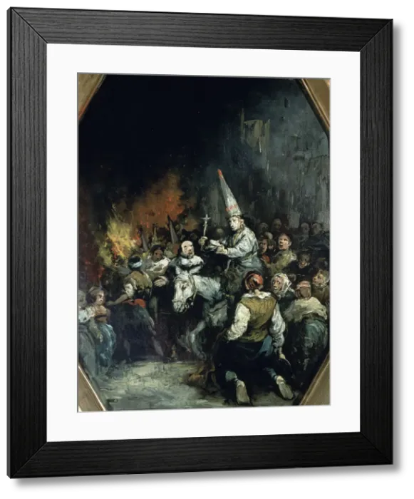 Framed Print : Oil representing Condemned by the Inquisition Framed Print : Oil representing Condemned by the Inquisition