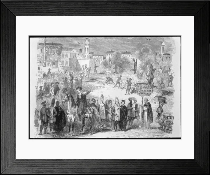 Framed Print : Celebration of an auto-da-fe in the public square Framed Print : Celebration of an auto-da-fe in the public square