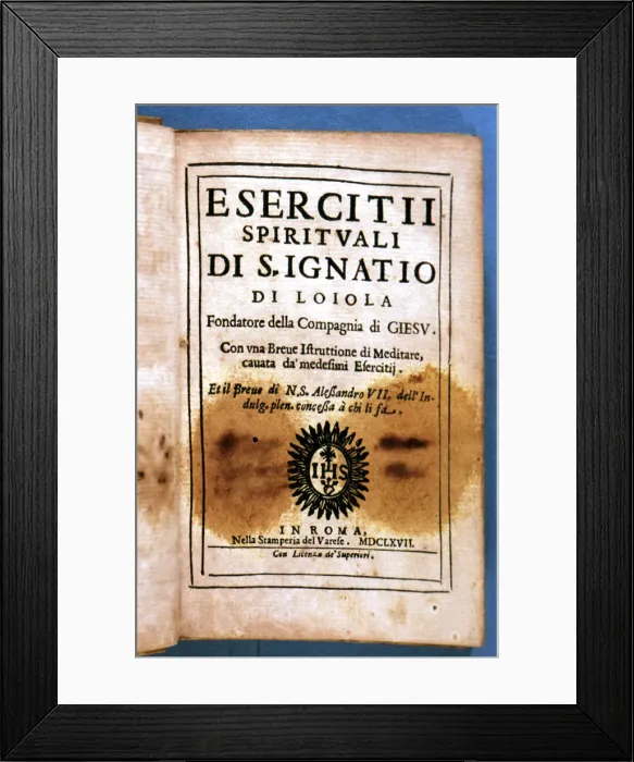 Framed Print : Cover of the Italian edition Esercitti spirituali di San Ignatio di Loyola, printed in Rome