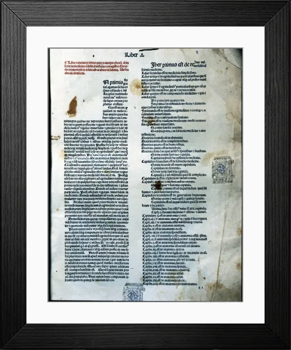 Framed Print : Canon of Medicine, page of Book I of the Latin edition 1490, work by Avicenna Framed Print : Canon of Medicine, page of Book I of the Latin edition 1490, work by Avicenna