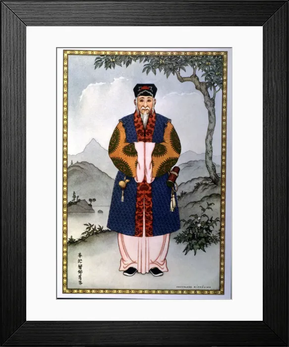 Framed Print : Image of a Chinese doctor of the early dynasties, carrying instruments to practice acupuncture