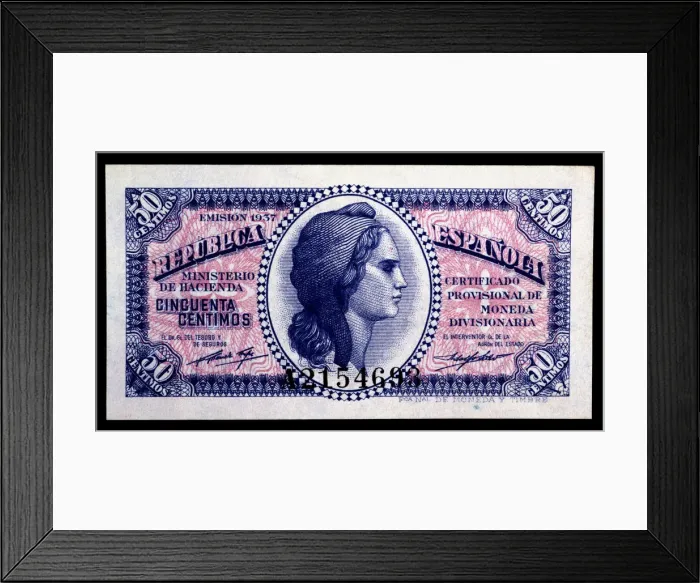 Framed Print : 50-cents note edited by the Spanish Republic in 1937 Framed Print : 50-cents note edited by the Spanish Republic in 1937