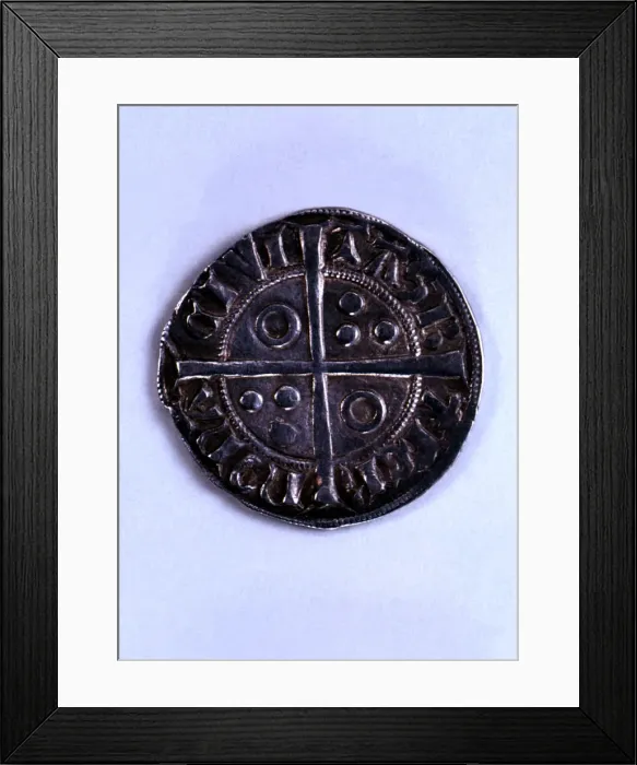 Framed Print : Reverse of a one-cruzado coin in silver, from the reign of Peter III, The Ceremonious Framed Print : Reverse of a one-cruzado coin in silver, from the reign of Peter III, The Ceremonious