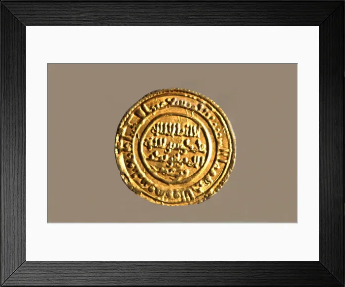 Framed Print : Andalusian gold dinar, also called Mancuso, used in Catalan counties during feudal times Framed Print : Andalusian gold dinar, also called Mancuso, used in Catalan counties during feudal times