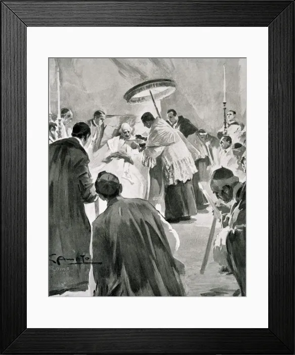 Framed Print : Last Sacraments administered to Pope Leon XIII engraving in the Ilustracion Framed Print : Last Sacraments administered to Pope Leon XIII engraving in the Ilustracion