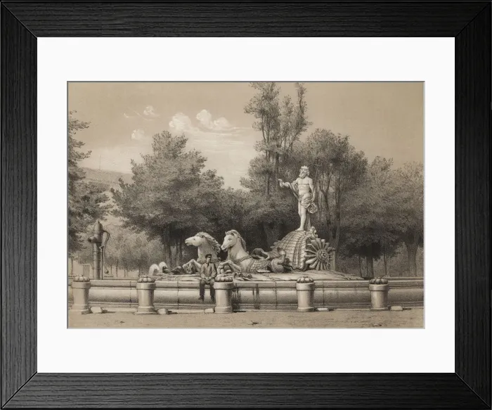 Framed Print : Fountain of Neptune, made between 1780 and 1784 by Juan Pascual de Mena, carved in Framed Print : Fountain of Neptune, made between 1780 and 1784 by Juan Pascual de Mena, carved in