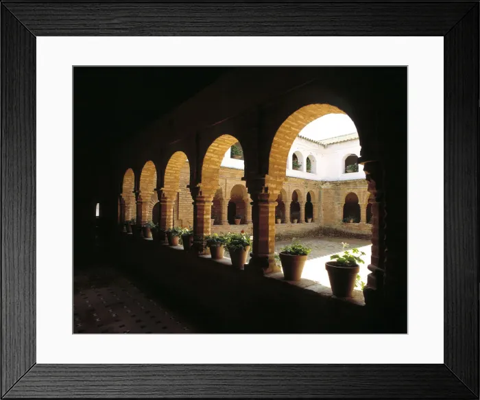 Framed Print : Interior of the Mudejar cloister in the monastery of La Rabida Framed Print : Interior of the Mudejar cloister in the monastery of La Rabida