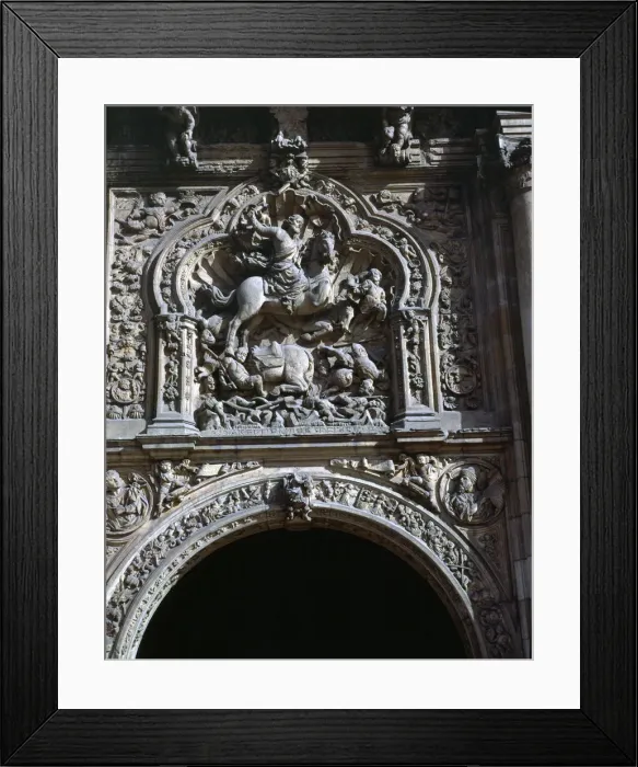 Framed Print : Relief of Santiago Matamoros which heads the facade of the San Marcos Inn in Leon Framed Print : Relief of Santiago Matamoros which heads the facade of the San Marcos Inn in Leon