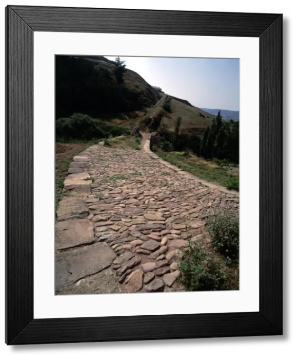 Framed Print : Remains of the Roman road used by the pilgrims at the exit of the village Framed Print : Remains of the Roman road used by the pilgrims at the exit of the village