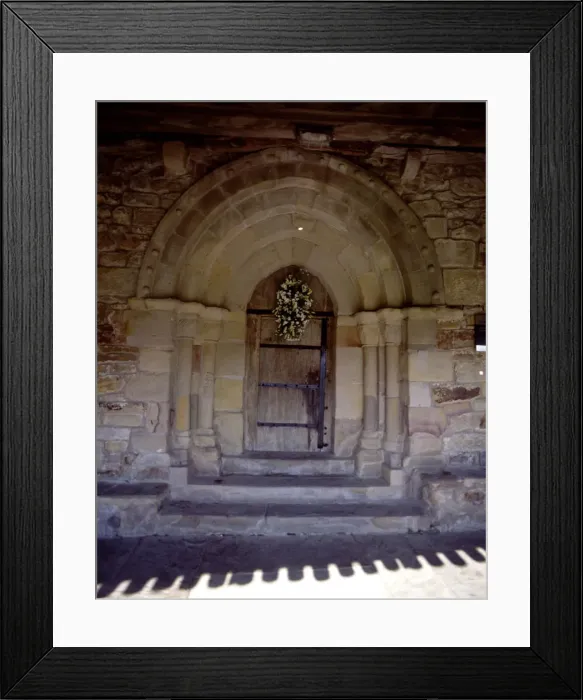Framed Print : View of the door of the hermitage of San Pelayo, both the door and windows are pointed