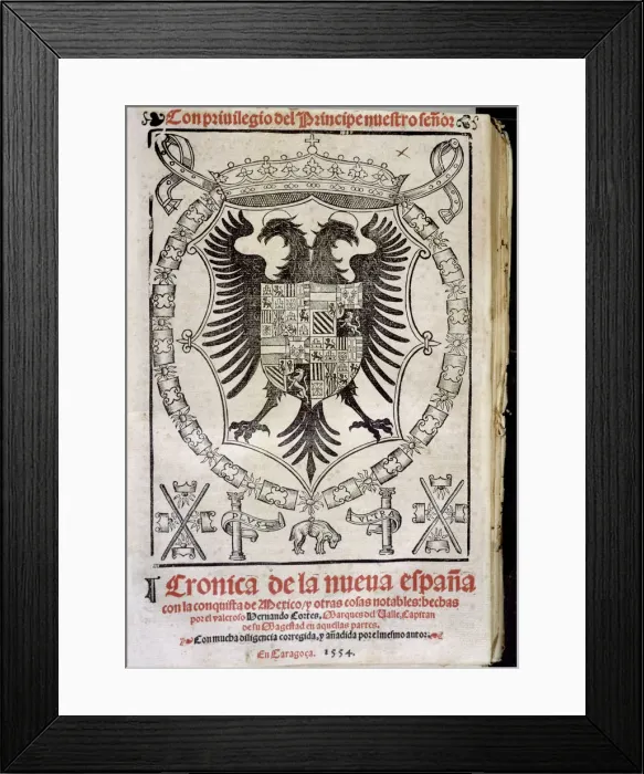Framed Print : Cover of the work Cronica de la Nueva Espana (Chronicle of New Spain) Framed Print : Cover of the work Cronica de la Nueva Espana (Chronicle of New Spain)