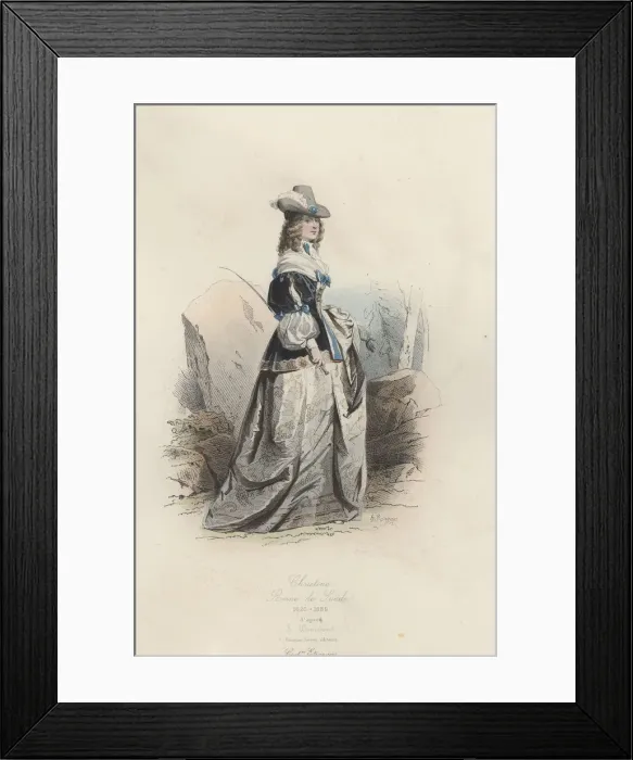 Framed Print : Christina of Sweden (1626-1689), Queen of Sweden from 1632 to 1654, engraving from 1870 Framed Print : Christina of Sweden (1626-1689), Queen of Sweden from 1632 to 1654, engraving from 1870