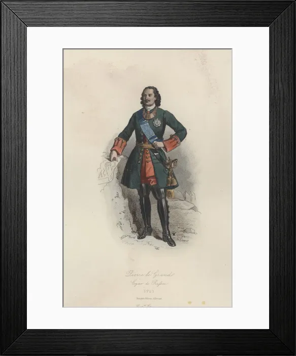 Framed Print : Peter I the Great (1672-1725). Tsar of Russia, engraving, 1870 Framed Print : Peter I the Great (1672-1725). Tsar of Russia, engraving, 1870