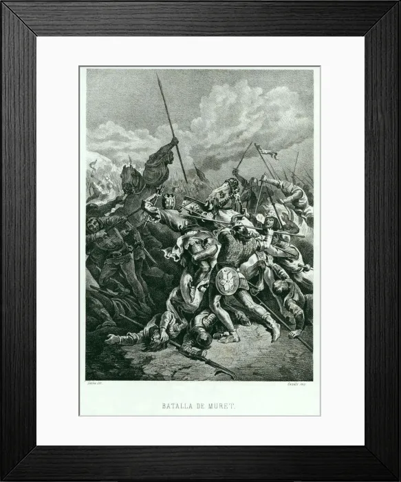 Framed Print : Battle of Muret, 1213, King D. Pedro II of Aragon died in battle, engraving Framed Print : Battle of Muret, 1213, King D. Pedro II of Aragon died in battle, engraving