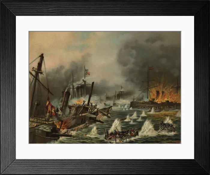 Framed Print : Naval Battle of Cavite (Manila), 1898, navy from Spain and from the United States of America Framed Print : Naval Battle of Cavite (Manila), 1898, navy from Spain and from the United States of America