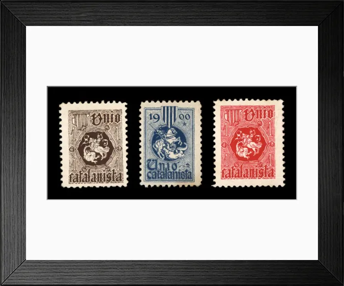 Framed Print : Commemorative stamps issued by Unio Catalanista, Catalan conservative nationalist Framed Print : Commemorative stamps issued by Unio Catalanista, Catalan conservative nationalist