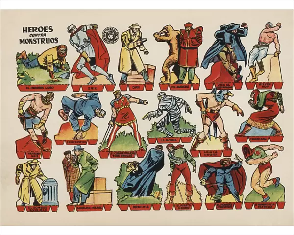 Children cut-out from the series Heroes vs. Monsters by Bruguera publishers, Barcelona, ??1945
