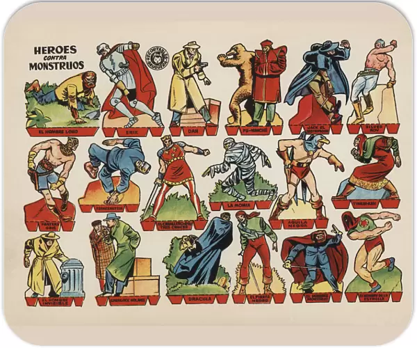 Children cut-out from the series Heroes vs. Monsters by Bruguera publishers, Barcelona, ??1945