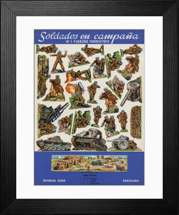 Framed Print : Children cut-out, number one of Soldiers in the field, Roma publishers, 1943 Framed Print : Children cut-out, number one of Soldiers in the field, Roma publishers, 1943