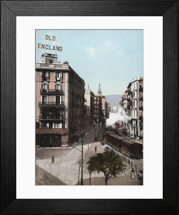 Framed Print : View of Balmes Street, Barcelona, at the end of 19th century, color postcard Framed Print : View of Balmes Street, Barcelona, at the end of 19th century, color postcard