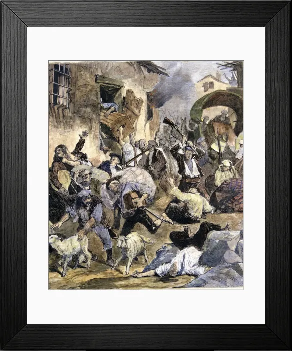 Framed Print : Sacking of the city of Cuenca, and entry of the Carlist troops commanded by Infante D Framed Print : Sacking of the city of Cuenca, and entry of the Carlist troops commanded by Infante D