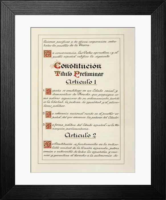 Framed Print : Preliminary Title, Article 1 of the Spanish Constitution of 1978 Framed Print : Preliminary Title, Article 1 of the Spanish Constitution of 1978