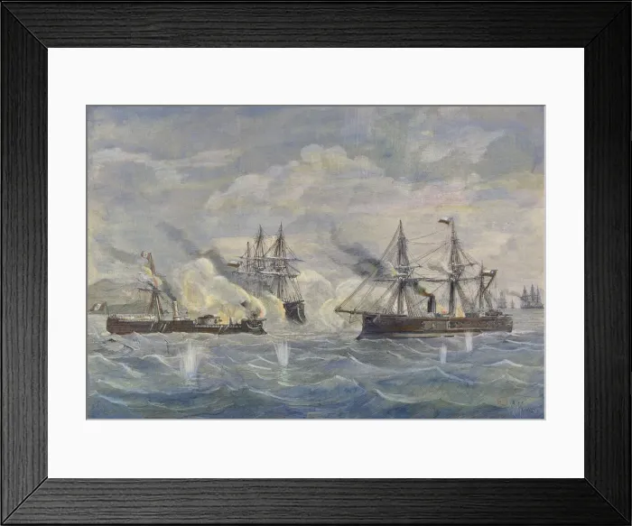 Framed Print : Peru - Bolivia - Chile War, 1879, naval battle between the Peruvian ship Huascar Framed Print : Peru - Bolivia - Chile War, 1879, naval battle between the Peruvian ship Huascar