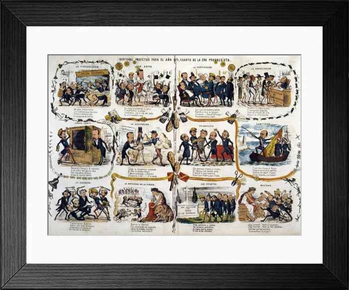 Framed Print : Reign of Amadeo of Savoy, cartoon about the future year 1871, published in the journal Framed Print : Reign of Amadeo of Savoy, cartoon about the future year 1871, published in the journal