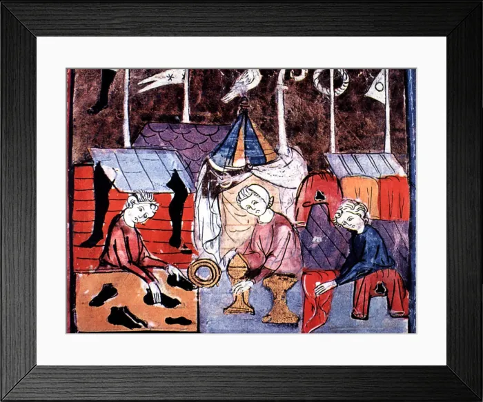 Framed Print : The fair of Saint-Denis in Paris, Miniature in Grandes Chroniques de France, illuminated Framed Print : The fair of Saint-Denis in Paris, Miniature in Grandes Chroniques de France, illuminated