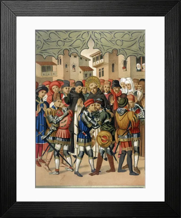 Framed Print : Scene at St. Vincent Ferrer (1350-1419), a Dominican theologian and preacher Spanish Framed Print : Scene at St. Vincent Ferrer (1350-1419), a Dominican theologian and preacher Spanish