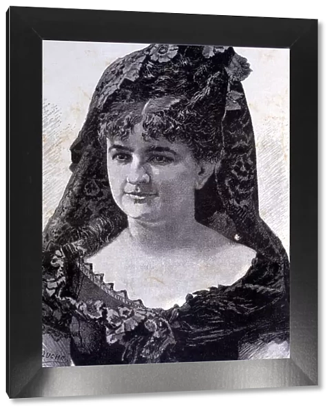 Emilia Pardo Bazan (1851-1921), Galician writer at the age of 30 years, engraving