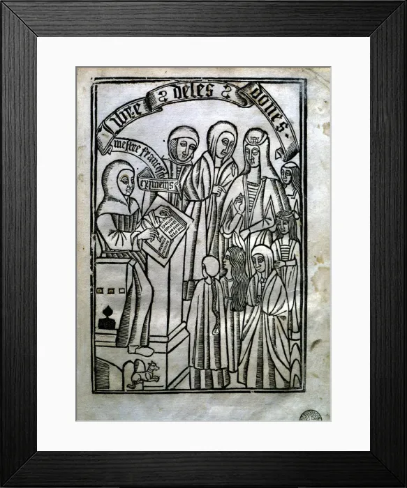 Framed Print : Cover of Llibre de les dones (Book of the women) where the Franciscan Eiximenis Framed Print : Cover of Llibre de les dones (Book of the women) where the Franciscan Eiximenis