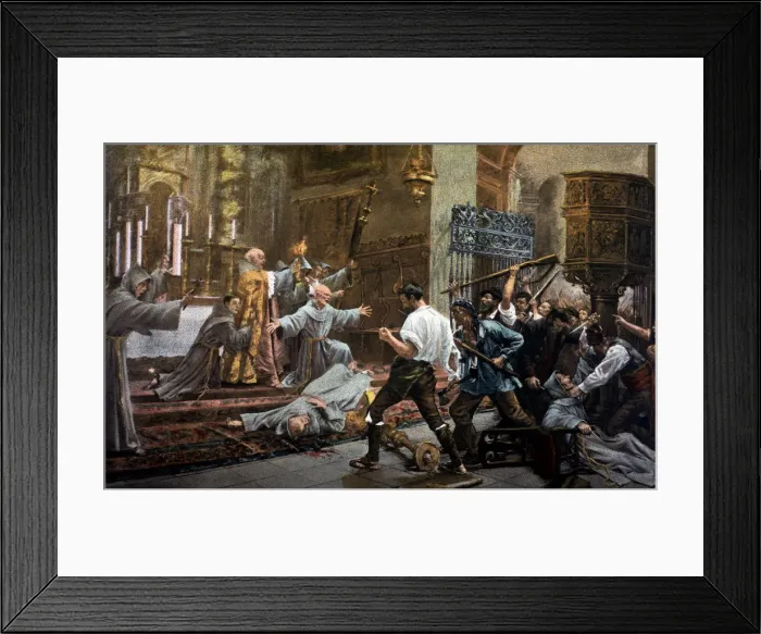 Framed Print : Slaughter of the friars of San Francisco el Grande accused of poisoning public waters Framed Print : Slaughter of the friars of San Francisco el Grande accused of poisoning public waters