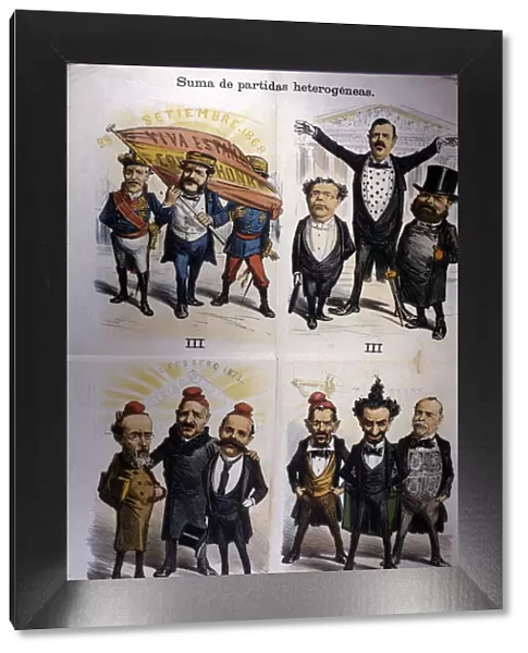 Caricatures of the Government Ministers, published in La Madeja, No. 4, Barcelona 30 January 1875