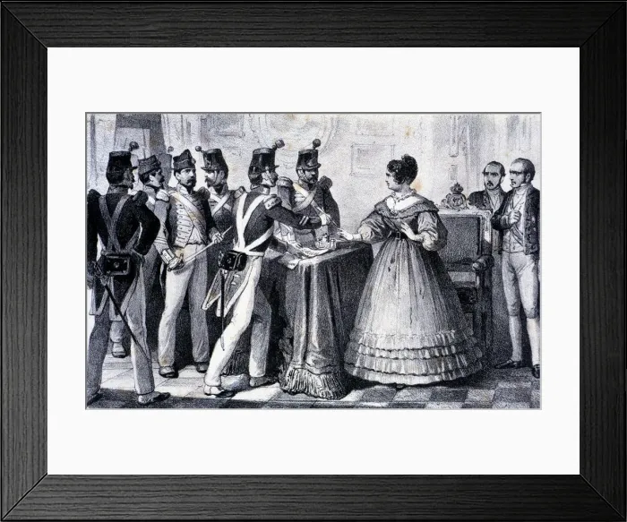 Framed Print : Mutiny of the sergeants that force the Regent Maria Cristina to restore the Constitution Framed Print : Mutiny of the sergeants that force the Regent Maria Cristina to restore the Constitution